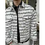 Top Quality LV sheet music print denim jacket
