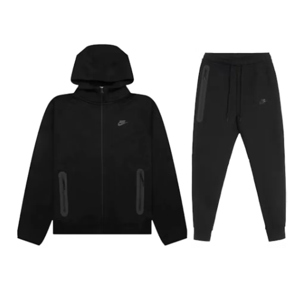 Nike Sportswear Tech Fleece Full-Zip Hoodie & Joggers Set Black 