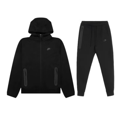 Nike Sportswear Tech Fleece Full-Zip Hoodie & Joggers Set Black  01