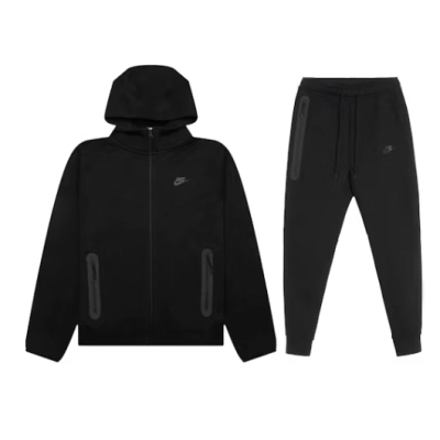 Nike Sportswear Tech Fleece Full-Zip Hoodie & Joggers Set Black  01