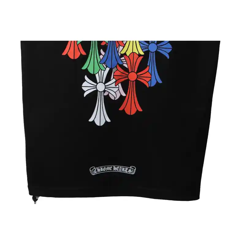 Top Quality Chrome Hearts Rainbow Cross Print T-Shirt Black