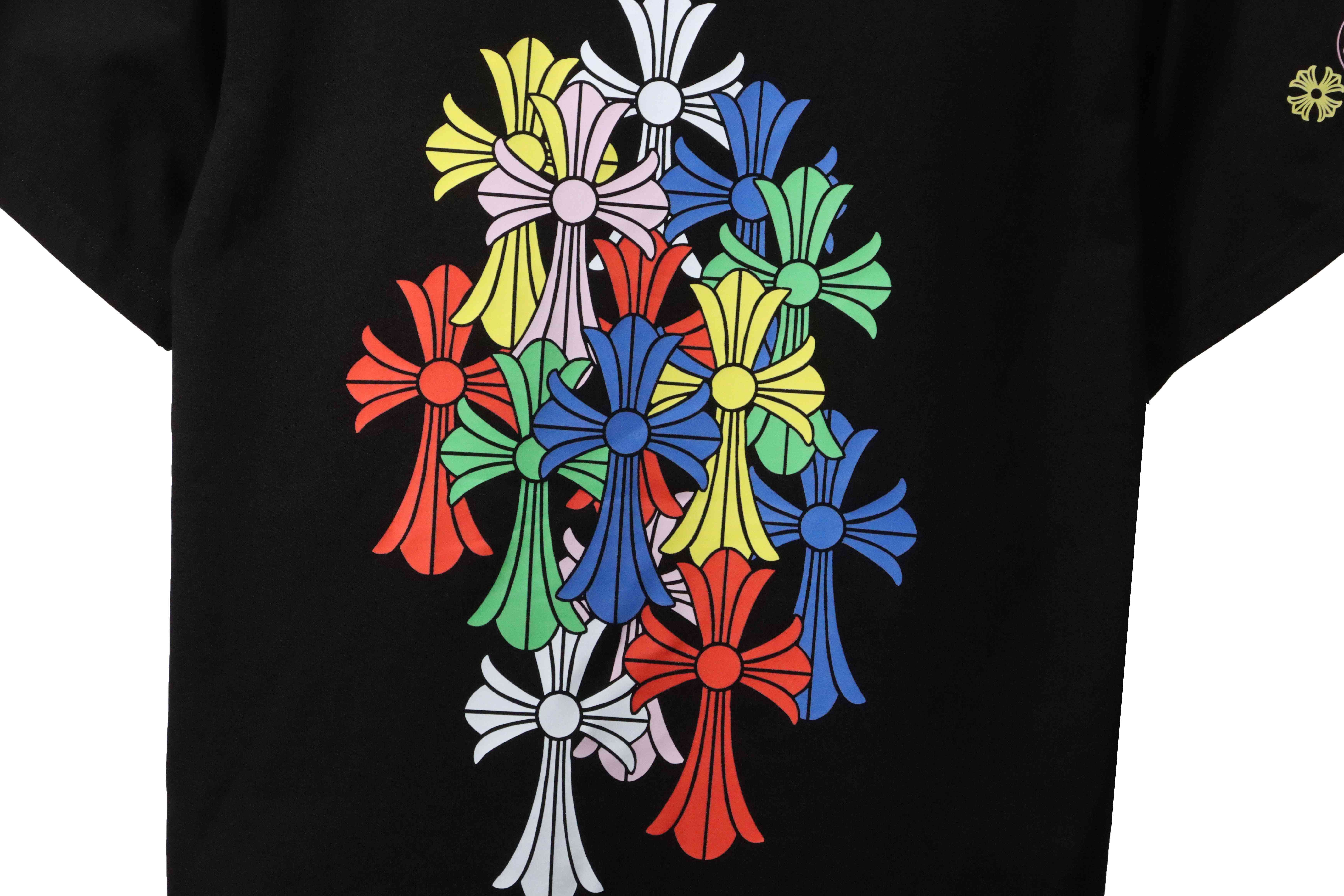     Chrome Hearts Rainbow Cross Print T-Shirt Black