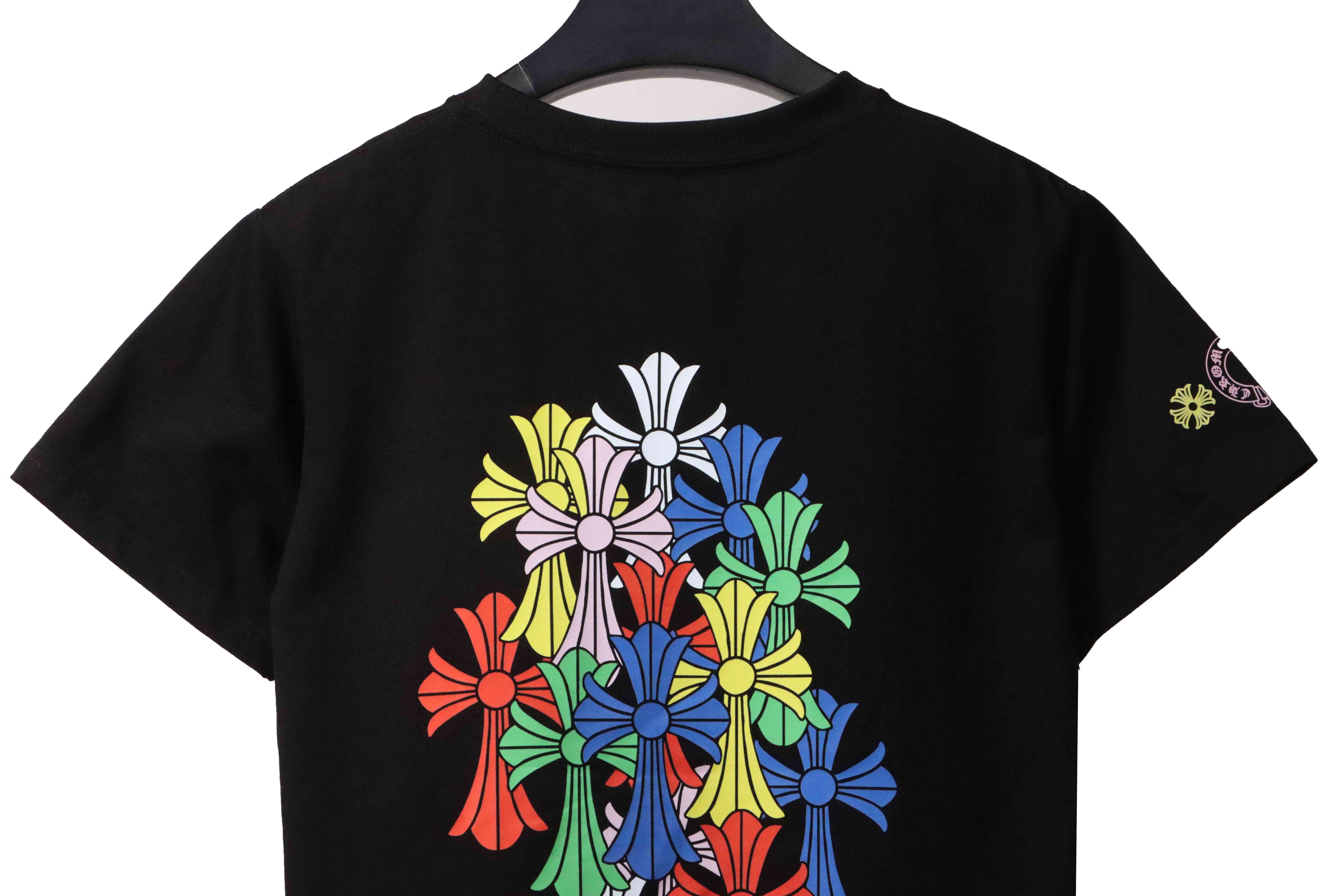     Chrome Hearts Rainbow Cross Print T-Shirt Black