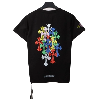 Top Quality Chrome Hearts Rainbow Cross Print T-Shirt Black 02