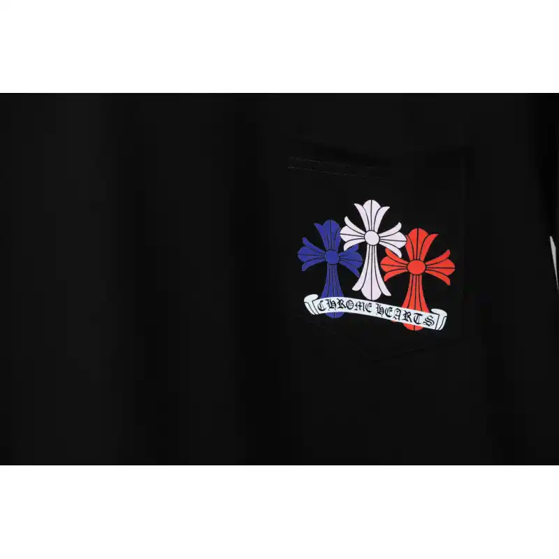 Top Quality Chrome Hearts Rainbow Cross Print T-Shirt Black
