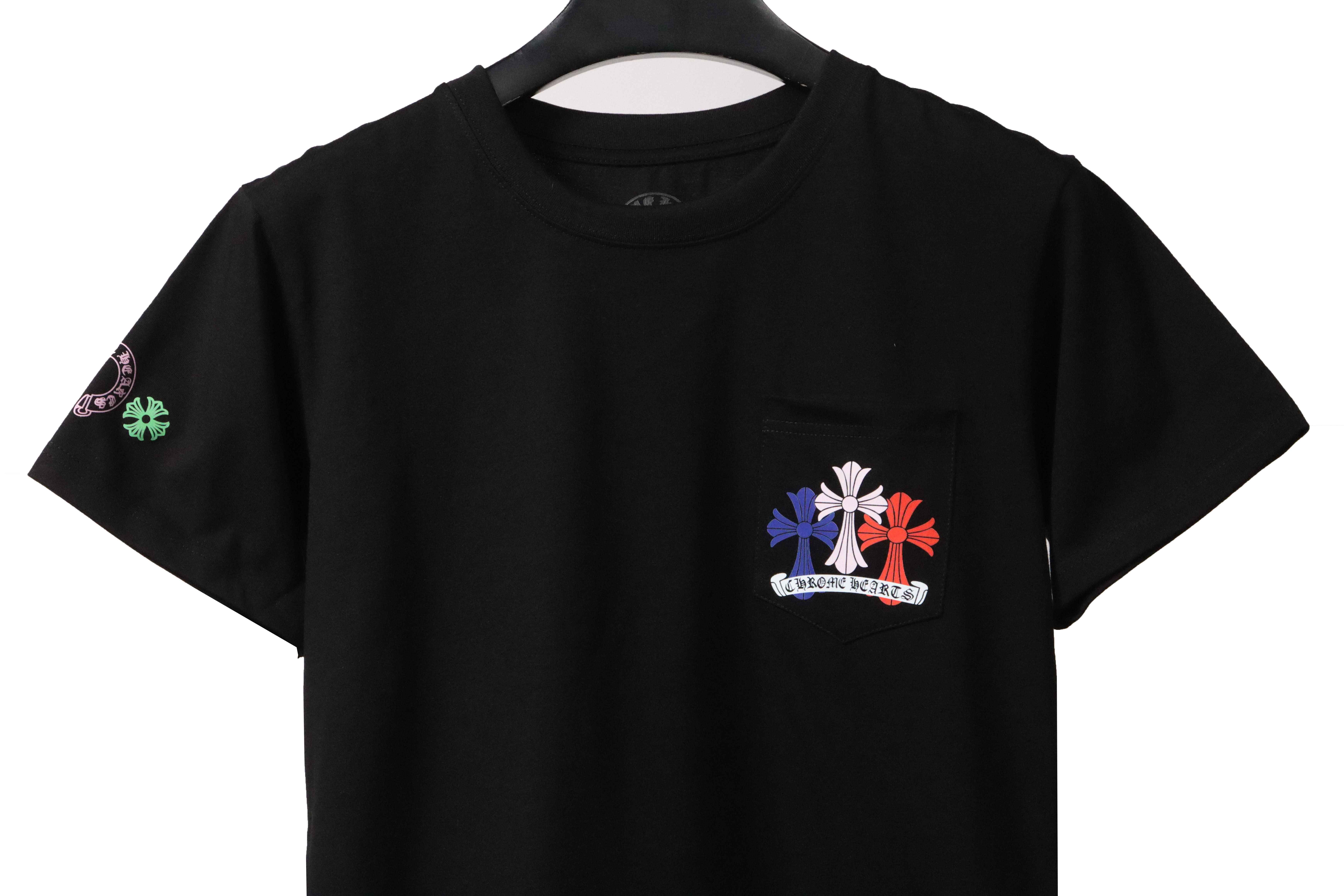     Chrome Hearts Rainbow Cross Print T-Shirt Black