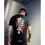 Top Quality Chrome Hearts Rainbow Cross Print T-Shirt Black