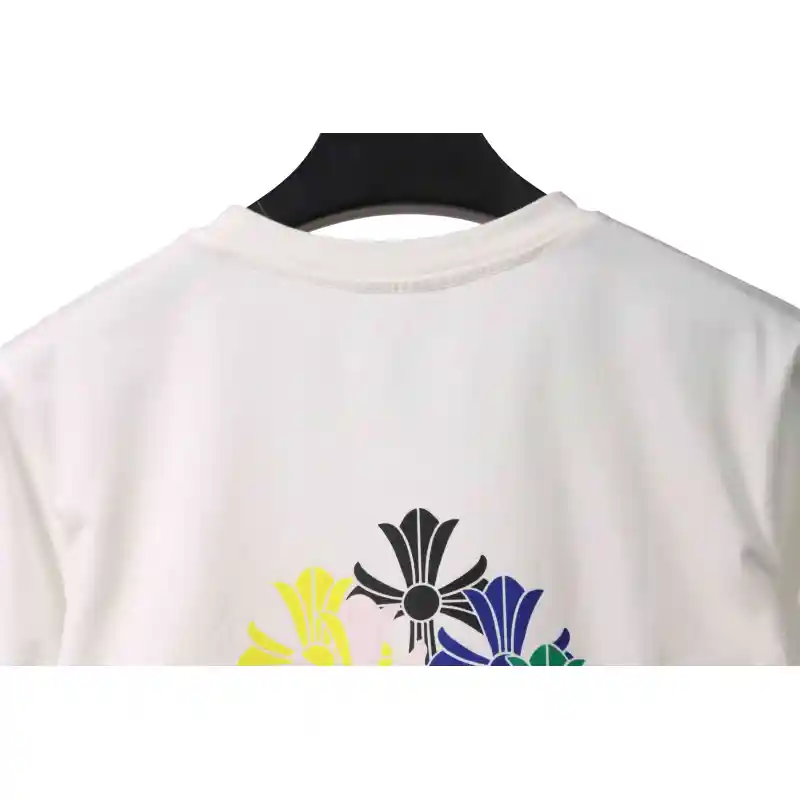 Top Quality Chrome Hearts Rainbow Cross Print T-Shirt White