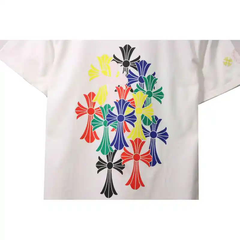 Top Quality Chrome Hearts Rainbow Cross Print T-Shirt White