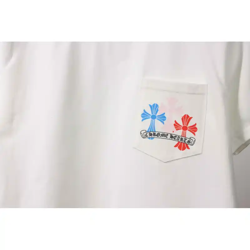 Top Quality Chrome Hearts Rainbow Cross Print T-Shirt White