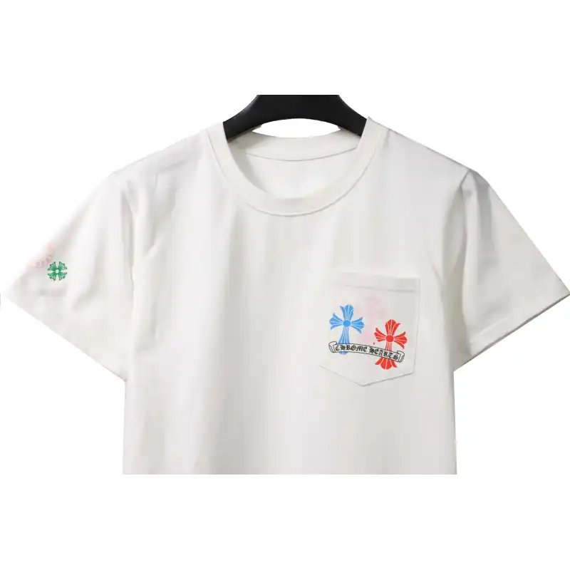 Top Quality Chrome Hearts Rainbow Cross Print T-Shirt White