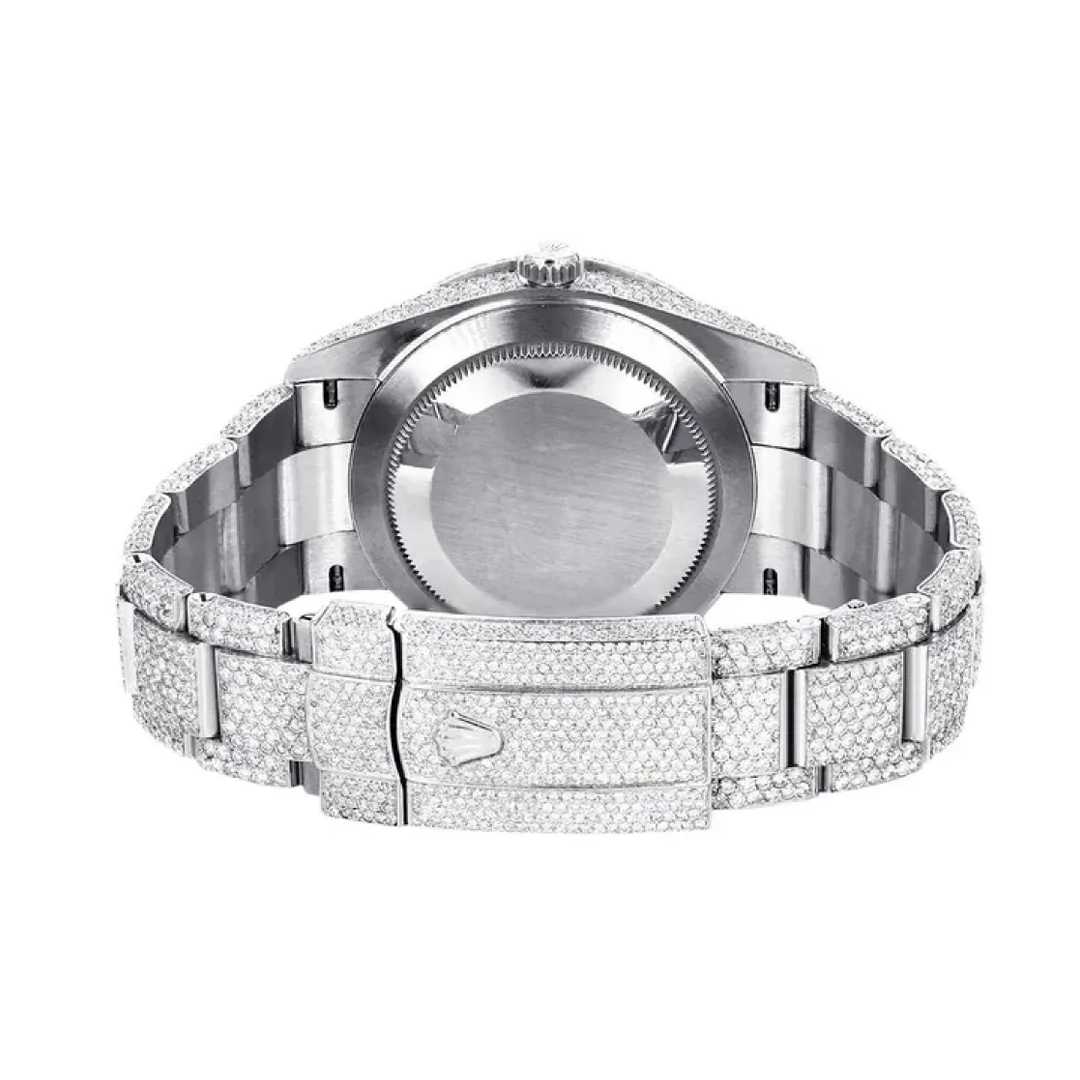 Rolex Diamond Embezzled Datejust 41 'Silver' 5996 100000612DED4 (mossanite)