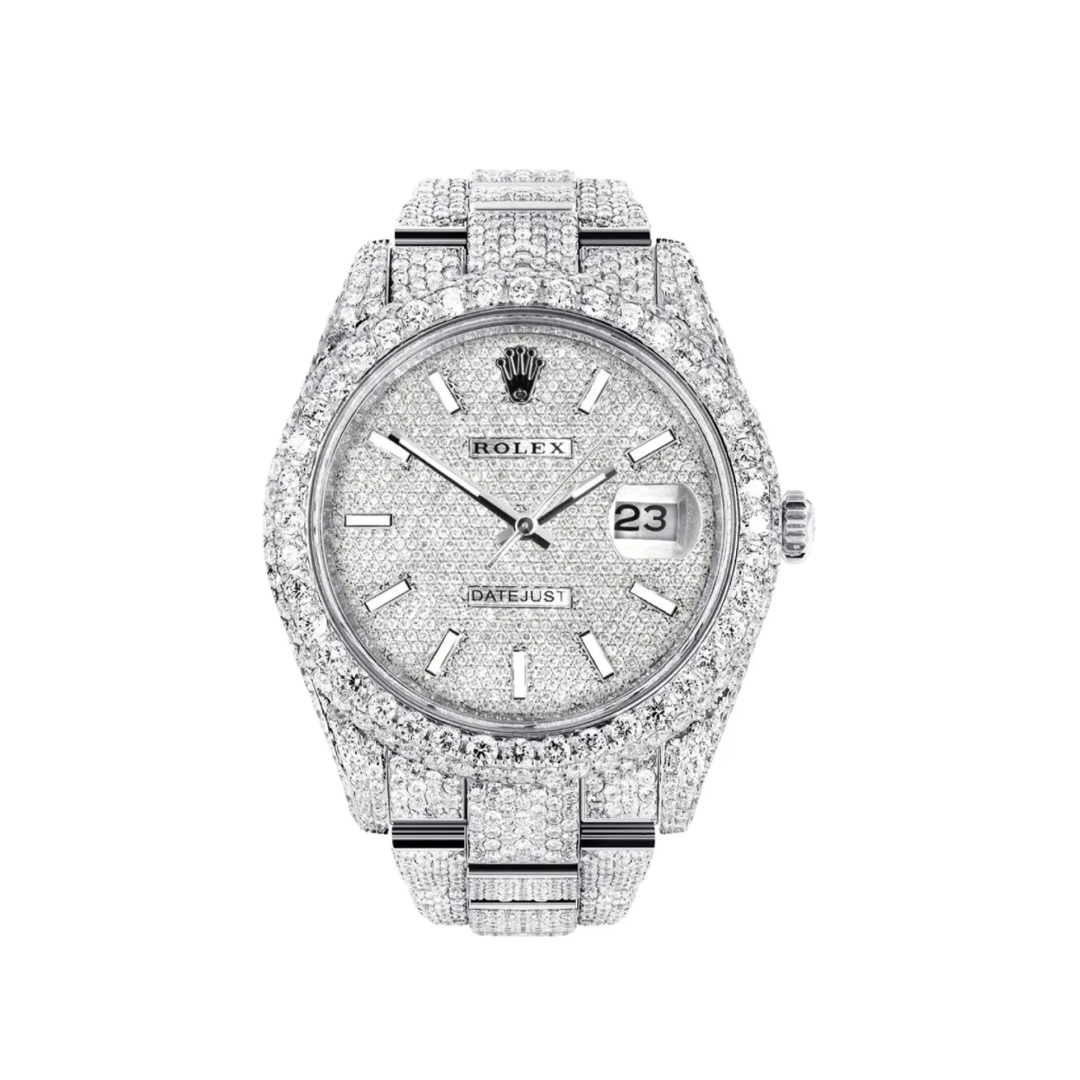 Rolex Diamond Embezzled Datejust 41 'Silver' 5996 100000612DED4 (mossanite)