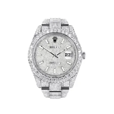 Rolex Diamond Embezzled Datejust 41 'Silver' 5996 100000612DED4 (mossanite) 01