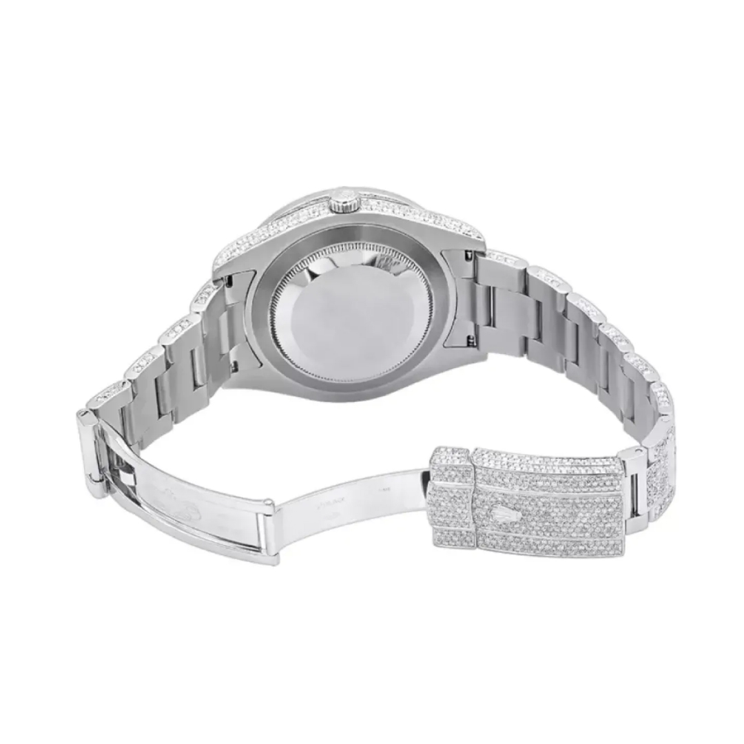 Rolex Diamond Embezzled Datejust 41 'Silver' 5996 100000612DED4 (mossanite)