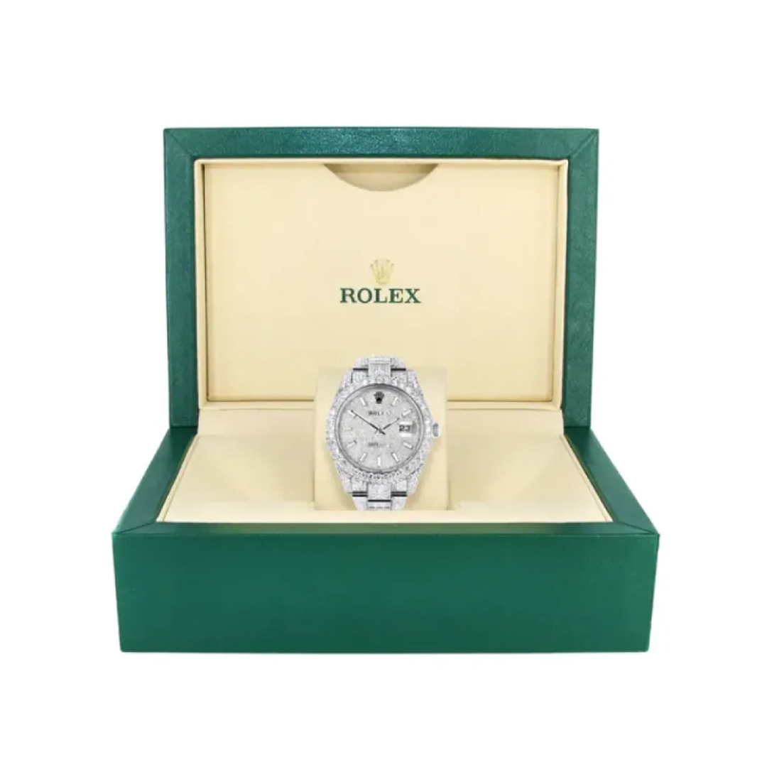 Rolex Diamond Embezzled Datejust 41 'Silver' 5996 100000612DED4 (mossanite)