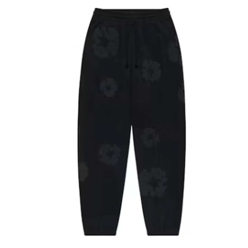 Top Quality Denim Tears Cotton Wreath Sweatpants Black Monochrome