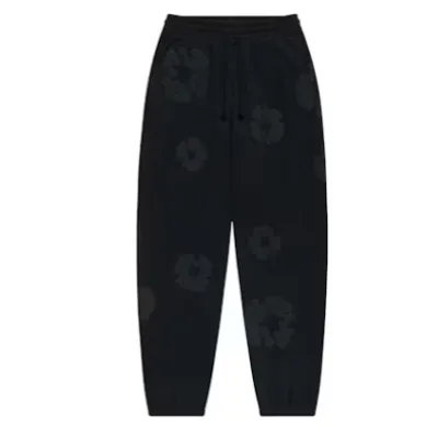Top Quality Denim Tears Cotton Wreath Sweatpants Black Monochrome 01