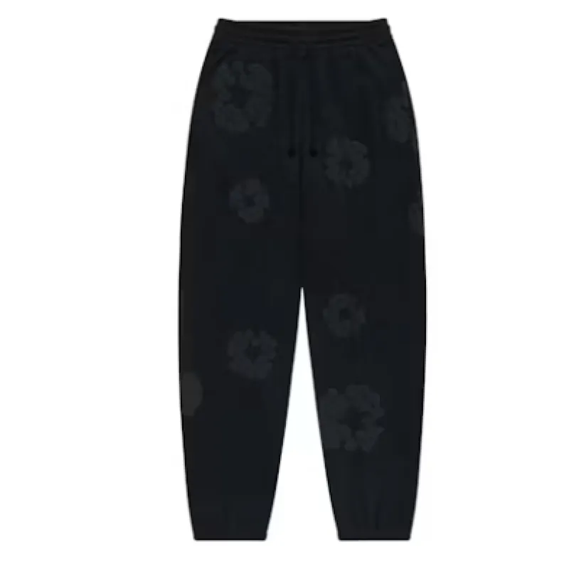 Top Quality Denim Tears Cotton Wreath Sweatpants Black Monochrome