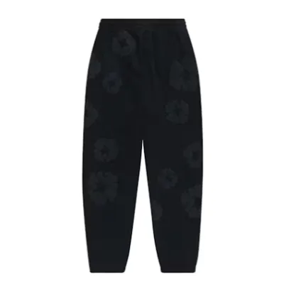 Top Quality Denim Tears Cotton Wreath Sweatpants Black Monochrome 02