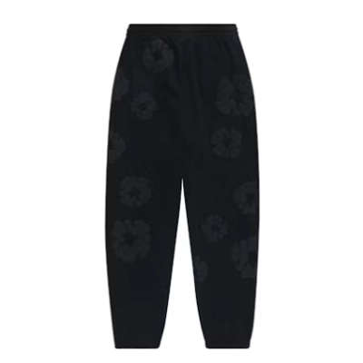 Top Quality Denim Tears Cotton Wreath Sweatpants Black Monochrome 02