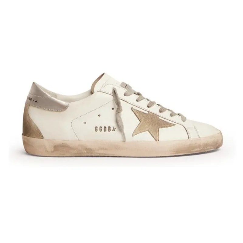Golden Goose 'Super-Star with silver heel tab and metal stud lettering'