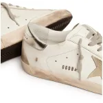 Golden Goose 'Super-Star with silver heel tab and metal stud lettering'