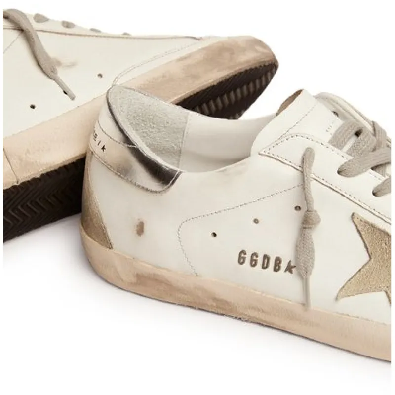 Golden Goose 'Super-Star with silver heel tab and metal stud lettering'
