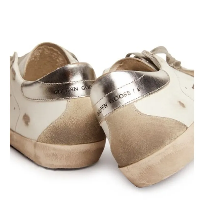 Golden Goose 'Super-Star with silver heel tab and metal stud lettering'