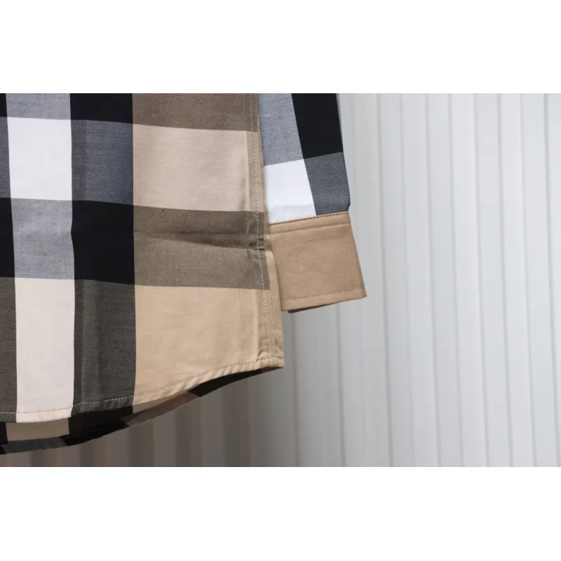 Top Quality Burberry Classic Large Check Colour Block Plaid Shirt