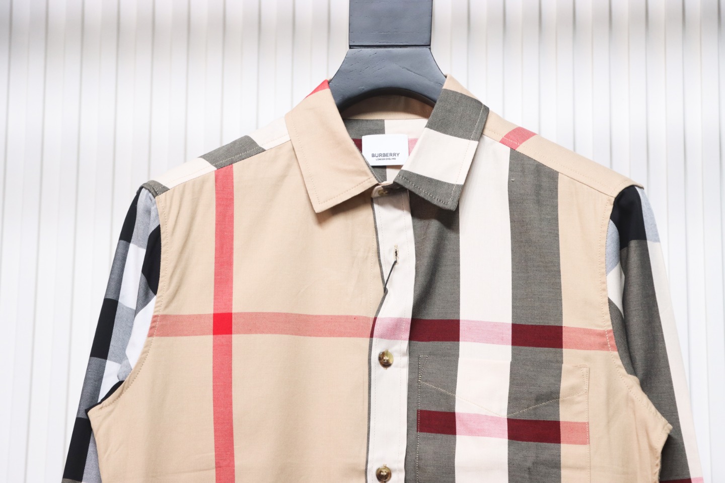     Burberry Classic Large Check Colour Block Plaid Shirt