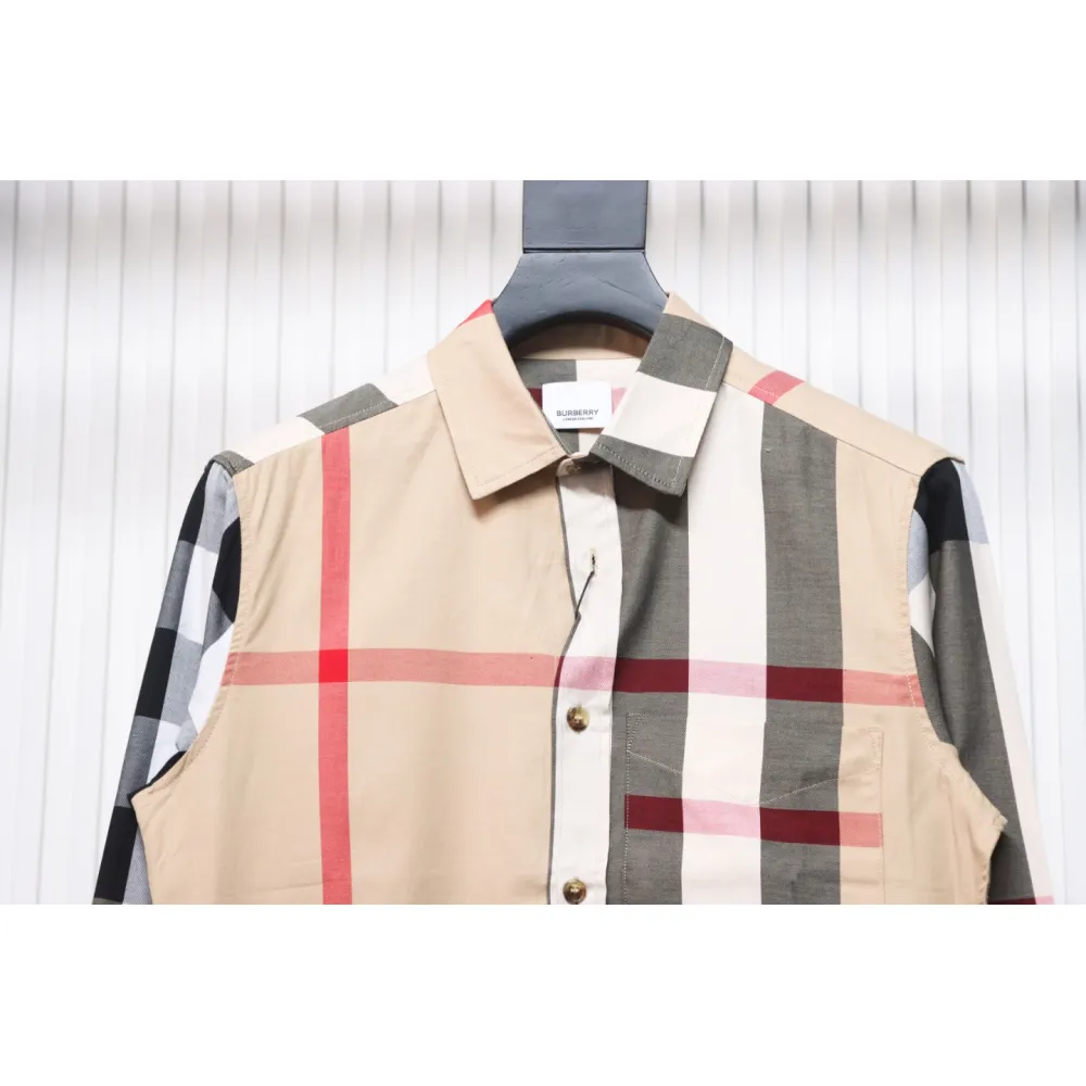 Top Quality Burberry Classic Large Check Colour Block Plaid Shirt