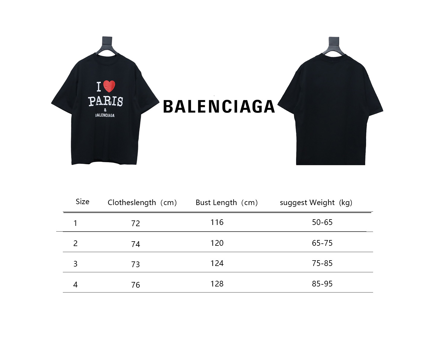Top Quality Balenciaga Limited Love Print Short Sleeve T-Shirt (Black)
