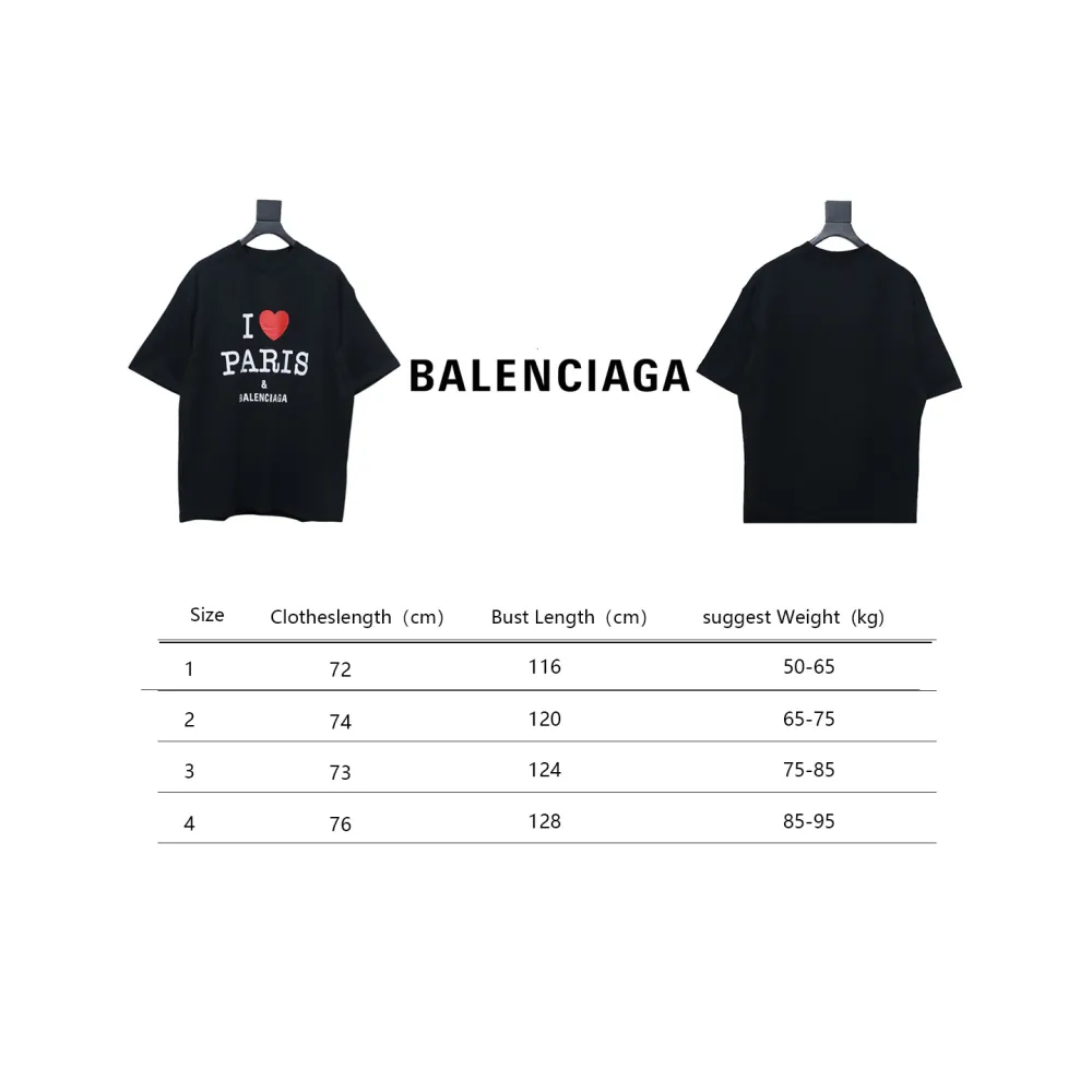 Top Quality Balenciaga Limited Love Print Short Sleeve T-Shirt (Black)