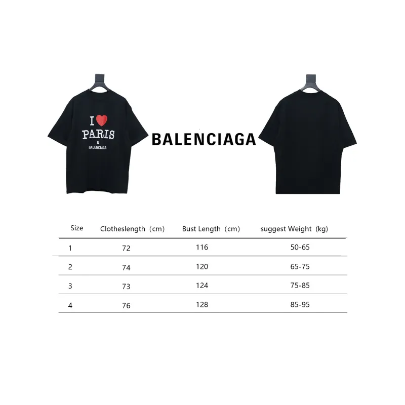 Top Quality Balenciaga Limited Love Print Short Sleeve T-Shirt (Black)
