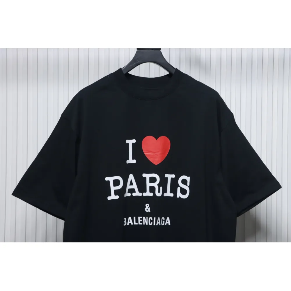 Top Quality Balenciaga Limited Love Print Short Sleeve T-Shirt (Black)