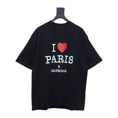 Top Quality Balenciaga Limited Love Print Short Sleeve T-Shirt (Black) 01