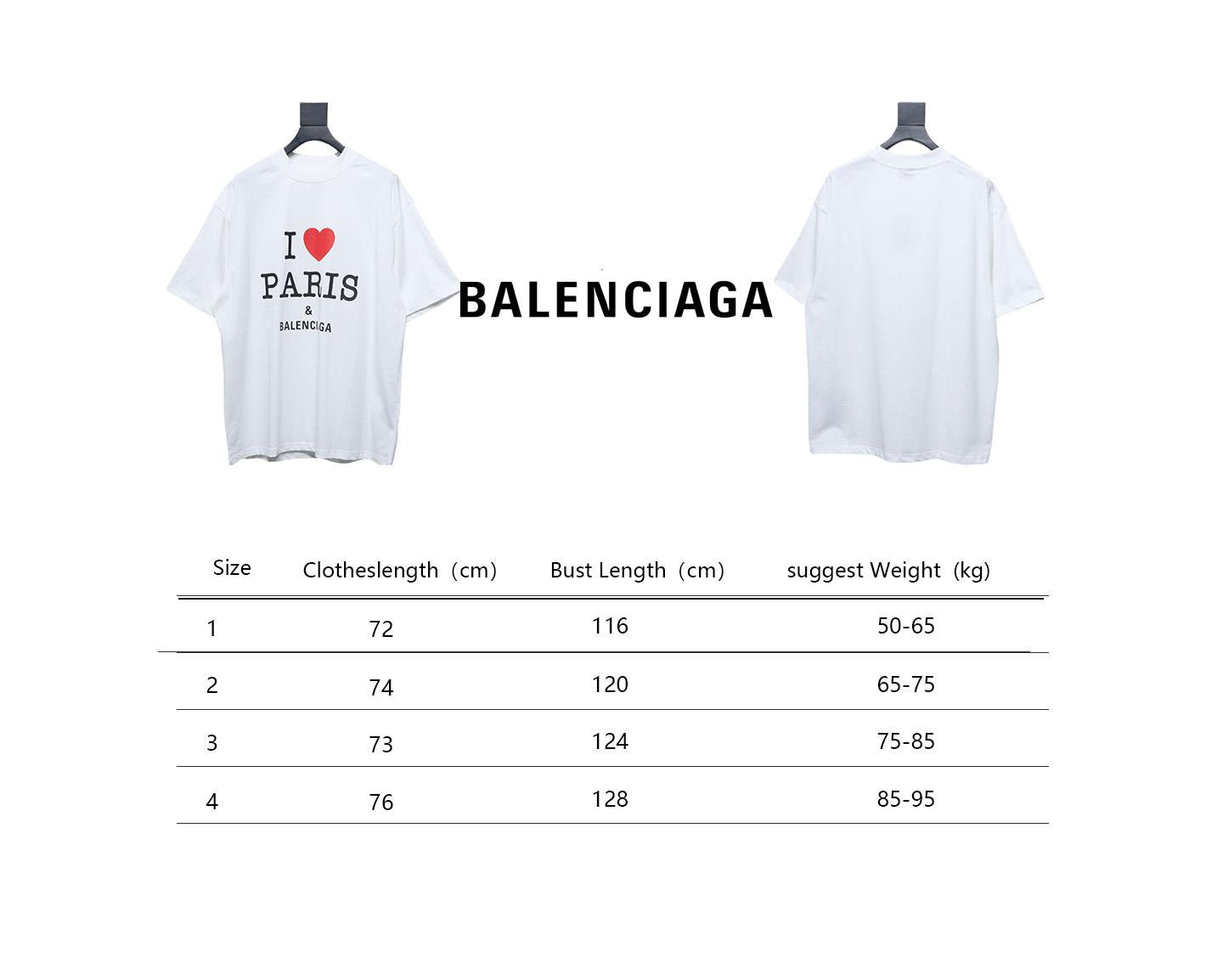 Top Quality Balenciaga Limited Love Print Short Sleeve T-Shirt (White)