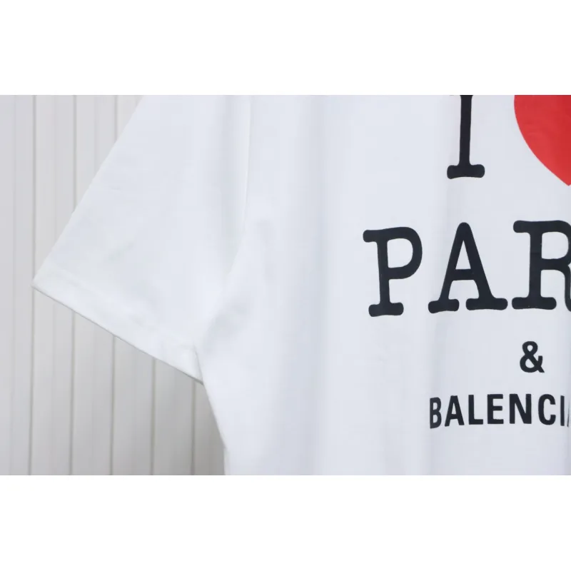 Top Quality Balenciaga Limited Love Print Short Sleeve T-Shirt (White)