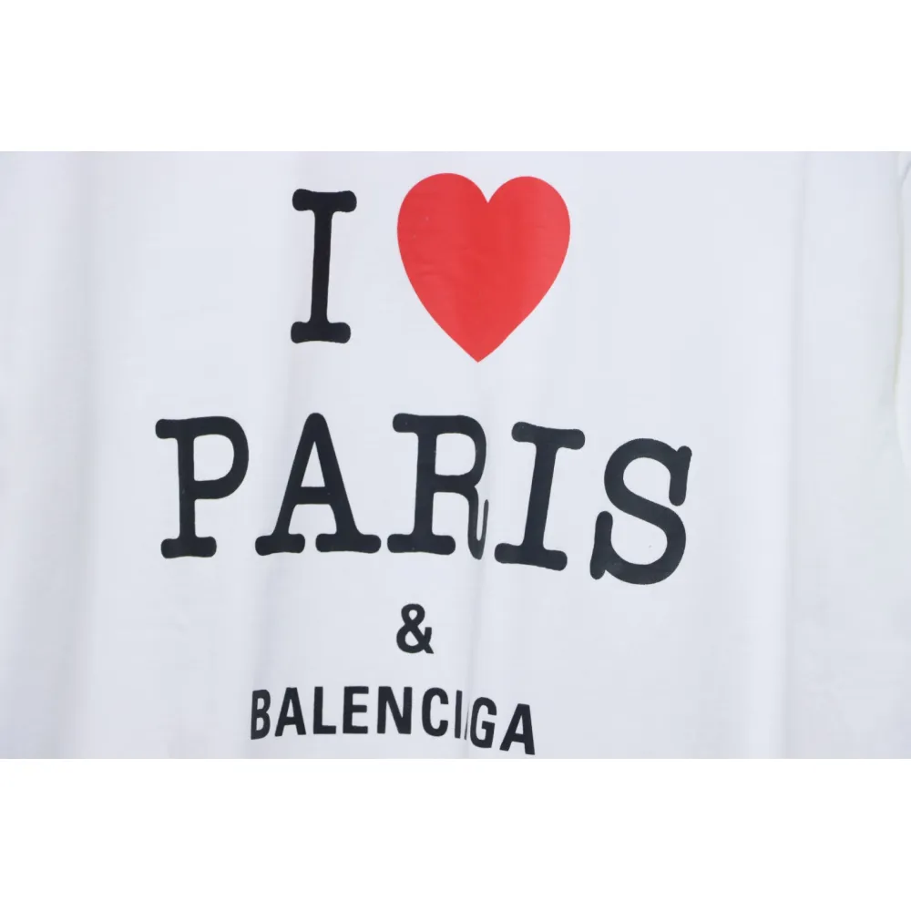 Top Quality Balenciaga Limited Love Print Short Sleeve T-Shirt (White)