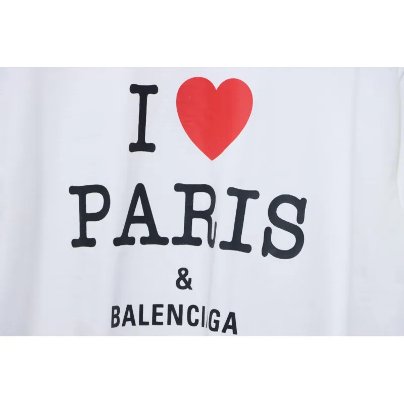Top Quality Balenciaga Limited Love Print Short Sleeve T-Shirt (White)