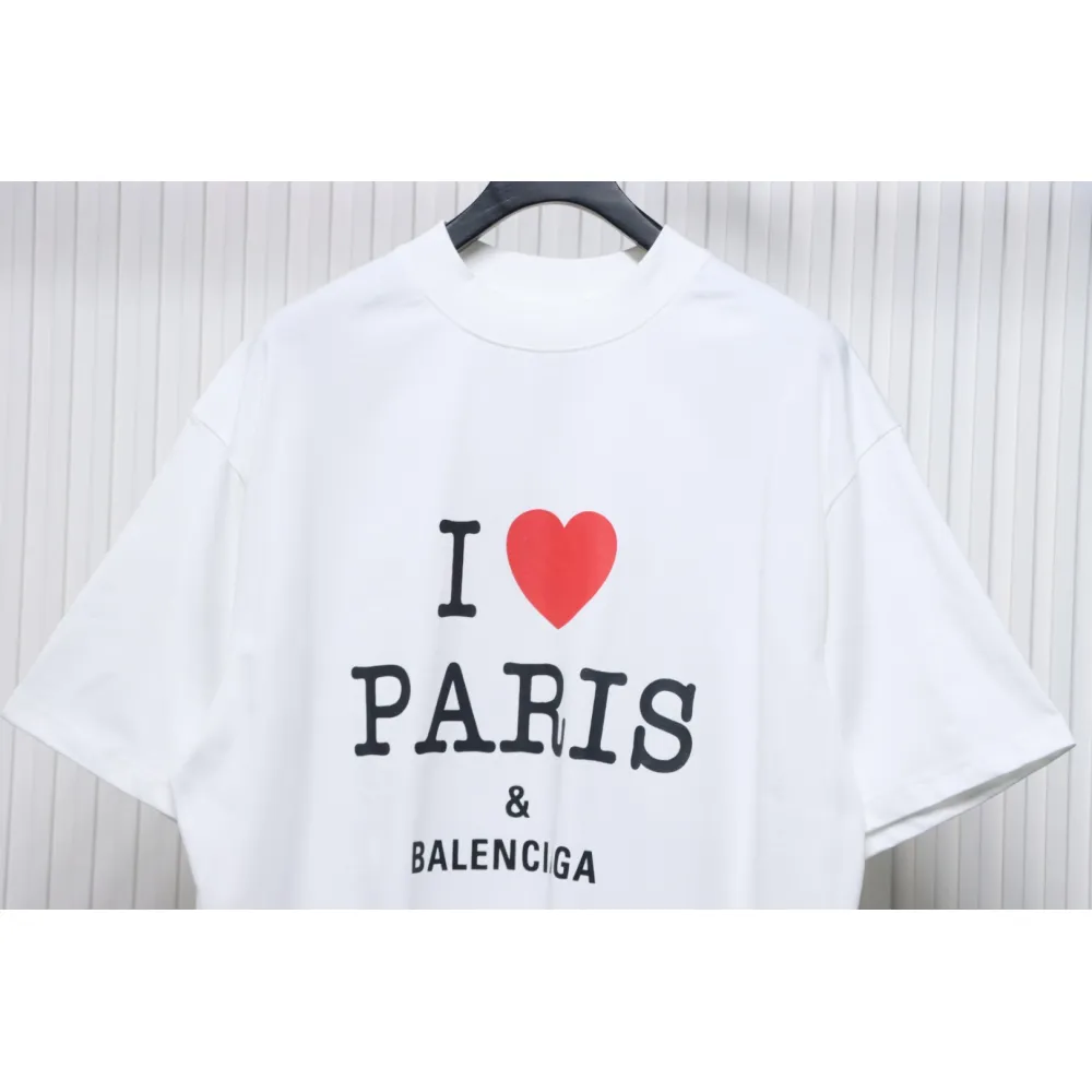 Top Quality Balenciaga Limited Love Print Short Sleeve T-Shirt (White)
