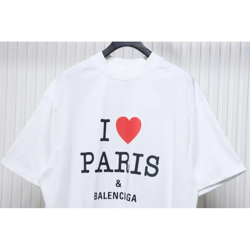 Top Quality Balenciaga Limited Love Print Short Sleeve T-Shirt (White)