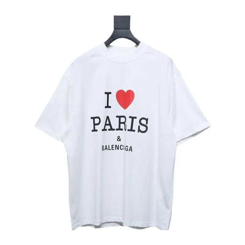Top Quality Balenciaga Limited Love Print Short Sleeve T-Shirt (White)