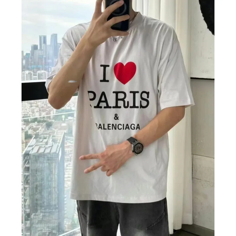 Top Quality Balenciaga Limited Love Print Short Sleeve T-Shirt (White)
