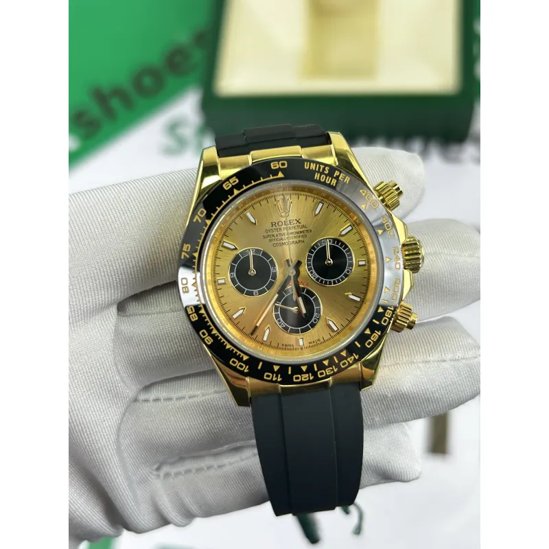 Cosmograph Daytona Yellow Gold Golden and Black Dial Oysterflex Men's Watch M126518LN-0012