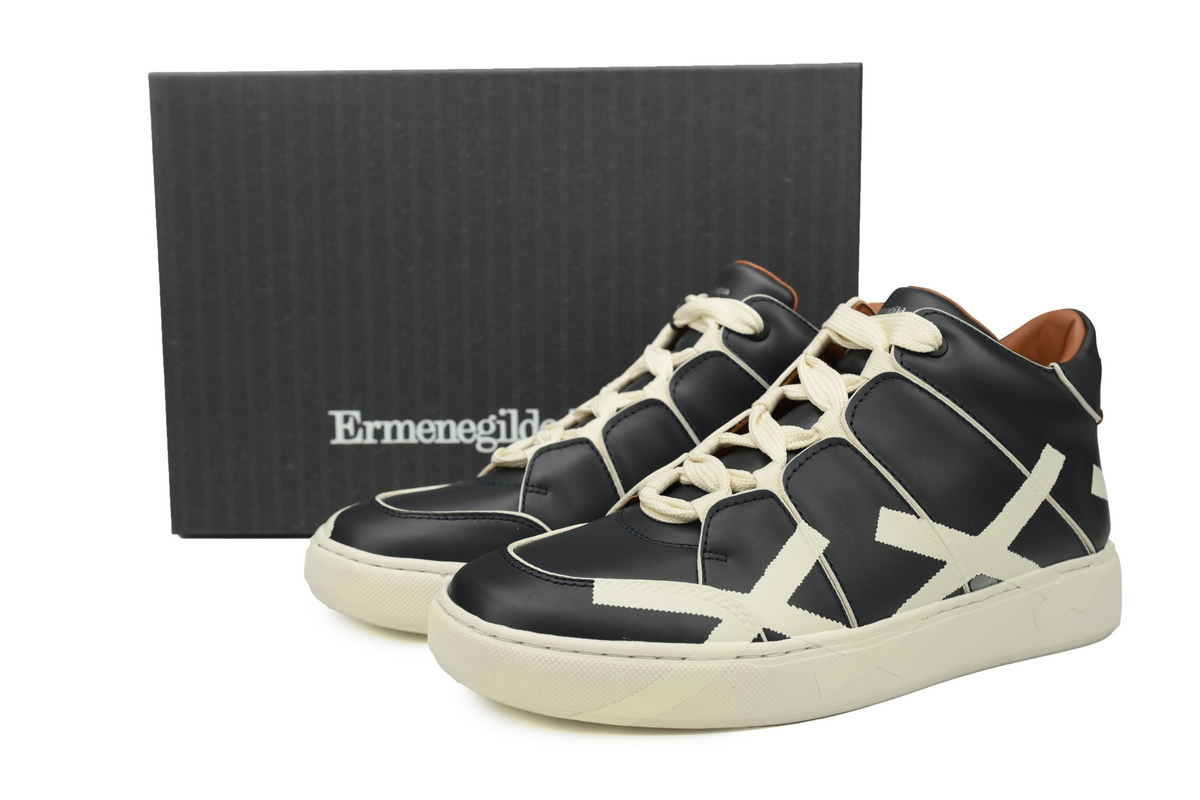 Ermenegildo Zegna Mid Top Striped Black and White