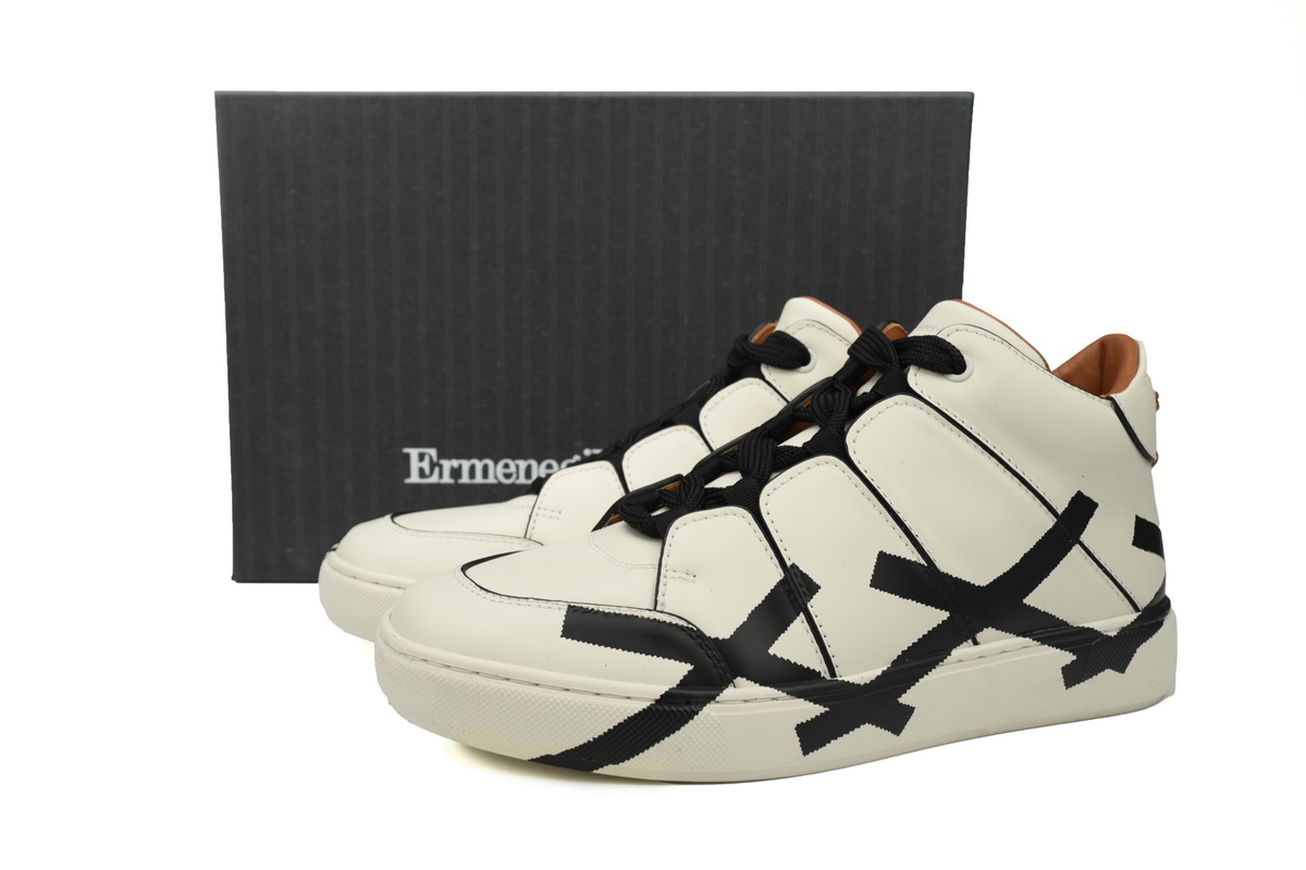 Ermenegildo Zegna Mid Top Striped White Black