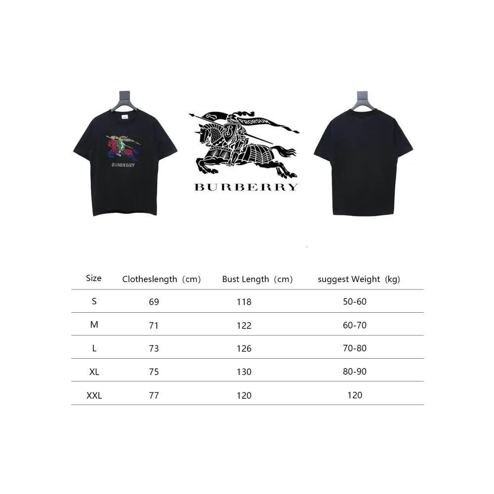 Top Quality Burberry 24ss color knight horse print short sleeve