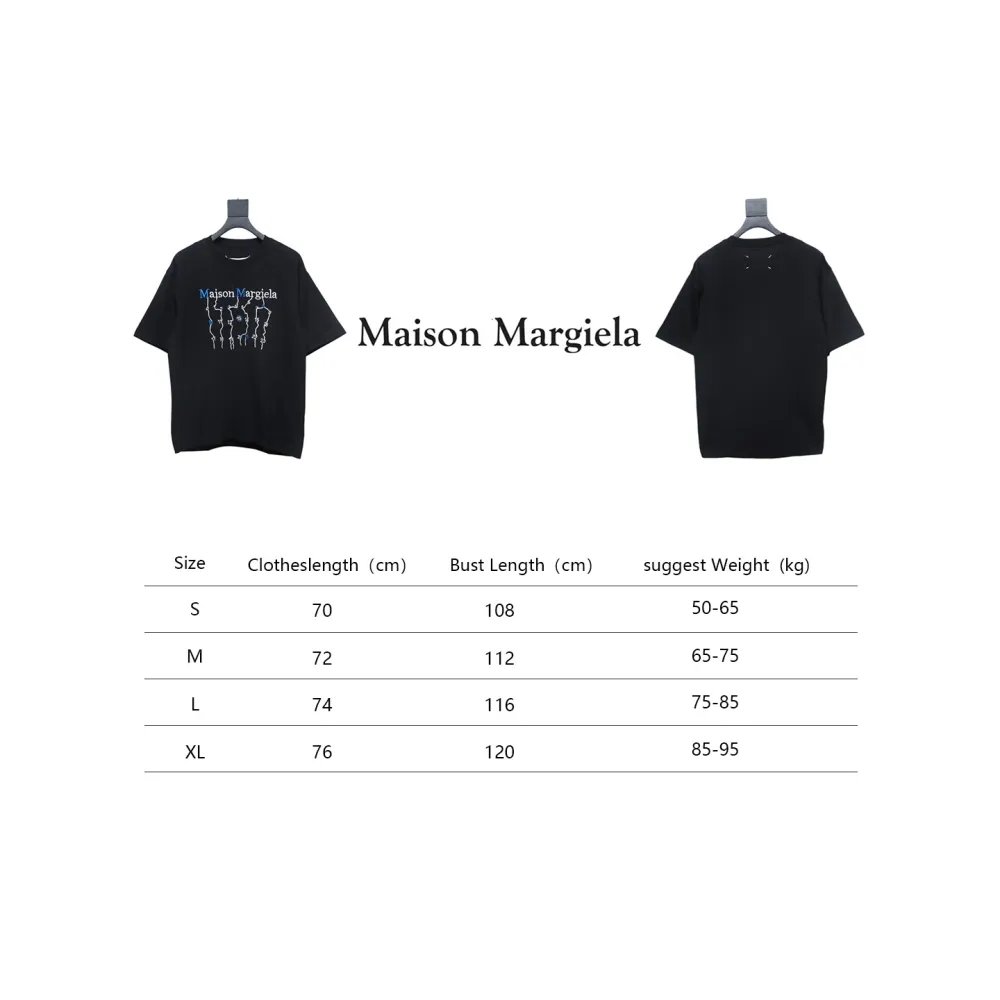 Top Quality Maison Margiela short-sleeved embroidered T-shirt （Black）